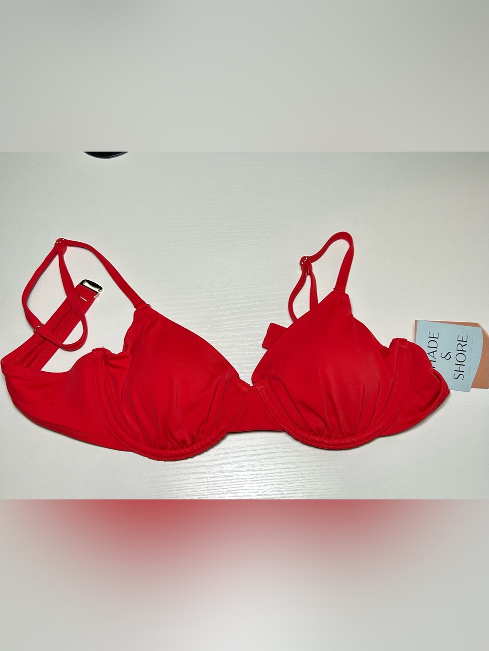 NWT Women's Shade & Shore Red Swim Top 36B CUTE